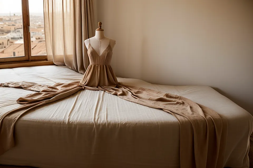 Un miroir reflétant la lumière dorée de la fin de journée dans une chambre